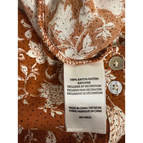 Shyanne Floral Button Front Skirt XL Western Boho Rust Ruffle Hem Skirt - Picture 8 of 8